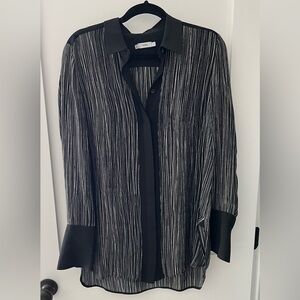 Vince Black and White Striped Blouse